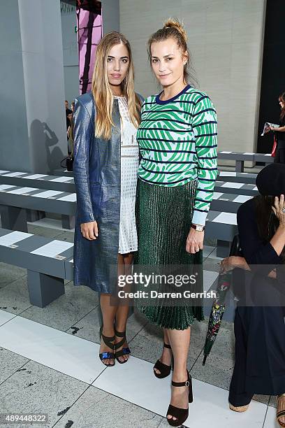 Amber Le Bon and Yasmin Le Bon attend the Christopher Kane show during London Fashion Week Spring/Summer 2016 on September 21, 2015 in London,...