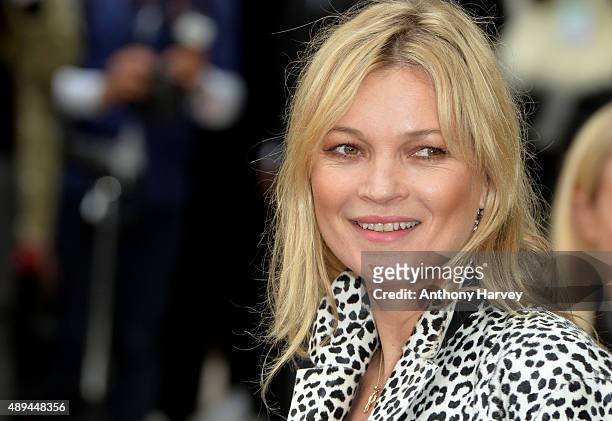Kate Moss attends the Burberry Prorsum show during London Fashion Week Spring/Summer 2016/17 on September 21, 2015 in London, England.