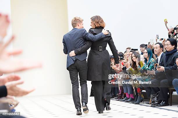 Christopher Bailey, Burberry Chief Creative and Chief Executive Officer, and singer Alison Moyet attend the Burberry Womenswear Spring/Summer 2016...