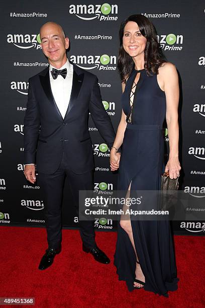 Amazon.com CEO Jeff Bezos and MacKenzie Bezos attend Amazon Video's 67th Primetime Emmy Celebration at The Standard Hotel on September 20, 2015 in...