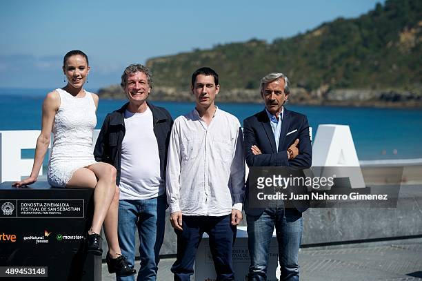 Sofia Brito, Daniel fanego, Pablo Aguero and Imanol Arias attend 'Eva No Duerme' photocall during 63rd San Sebastian Film Festival on September 21,...