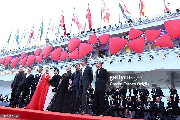 Venezia 72 jury members Pawel Pawlikowski, Nuri Bilge Ceylan, Diane Kruger, Lynne Ramsay, Elizabeth Banks, Francesco Munzi, Emmanuel Carrere and...