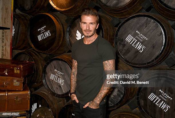 David Beckham attends the premiere for Belstaff FilmsÕ Outlaws' during London Fashion Week at La Bodega Negra on September 21, 2015 in London,...