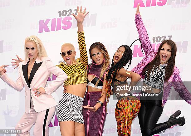 Lauren Bennett, Paula Van Oppen, Emmalyn Estrada, Simone Battle and Natasha Slayton of the group G.R.L. Attend 102.7 KIIS FM's 2014 Wango Tango at...