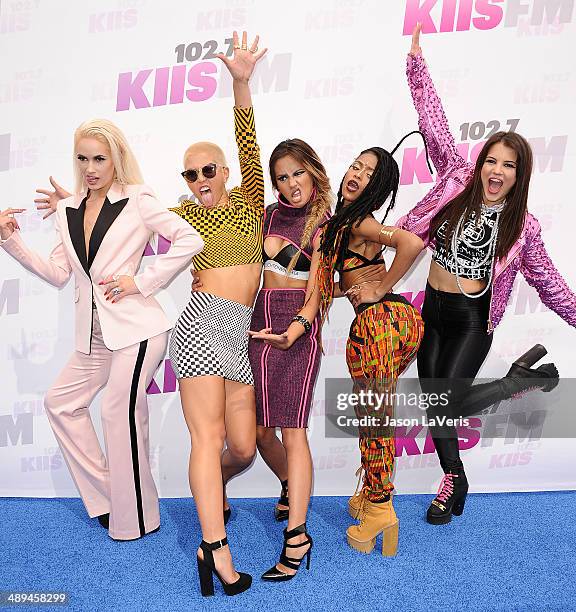 Lauren Bennett, Paula Van Oppen, Emmalyn Estrada, Simone Battle and Natasha Slayton of the group G.R.L. Attend 102.7 KIIS FM's 2014 Wango Tango at...