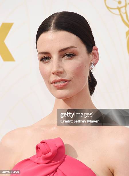 Actress Jessica Pare attends the 67th Annual Primetime Emmy Awards at Microsoft Theater on September 20, 2015 in Los Angeles, California.