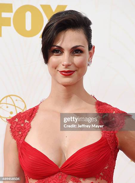 Actress Morena Baccarin attends the 67th Annual Primetime Emmy Awards at Microsoft Theater on September 20, 2015 in Los Angeles, California.