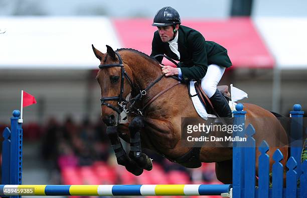 Joseph Murphy of Ireland riding Sportsfield Othello during the Show Jumping on day five of the Badminton Horse Trials on May 11, 2014 in Badminton,...