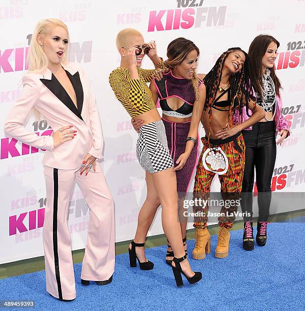 Lauren Bennett, Paula Van Oppen, Emmalyn Estrada, Simone Battle and Natasha Slayton of the group G.R.L. Attend 102.7 KIIS FM's 2014 Wango Tango at...