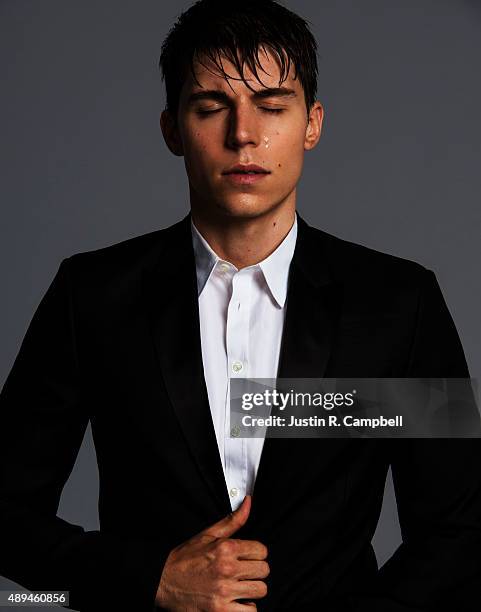 Actor Nolan Funk is photographed for Just Jared on August 31, 2015 in Los Angeles, California.