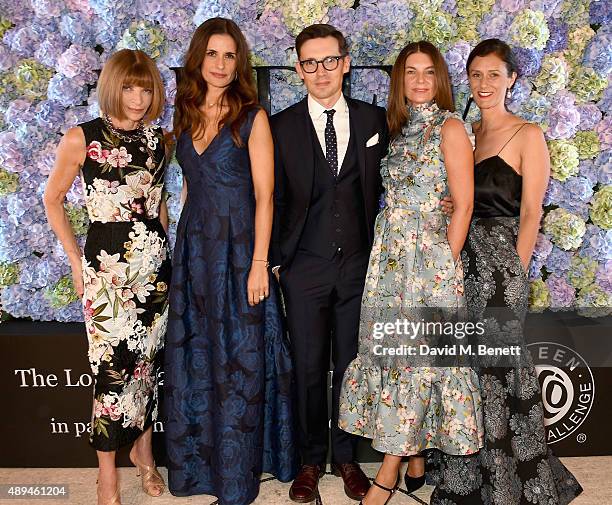 Anna Wintour, Livia Firth, Erdem Moralioglu, Natalie Massenet and Sally Singer attend the London 2015 Green Carpet Collection By Erdem in partnership...