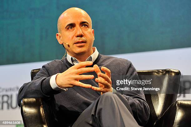 Founder Yuri Milner speaks onstage during day one of TechCrunch Disrupt SF 2015 at Pier 70 on September 21, 2015 in San Francisco, California.