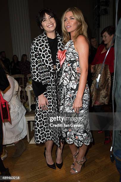 Daisy Lowe and Abbey Clancy attend the GILES show during London Fashion Week SS16 on September 21, 2015 in London, England.