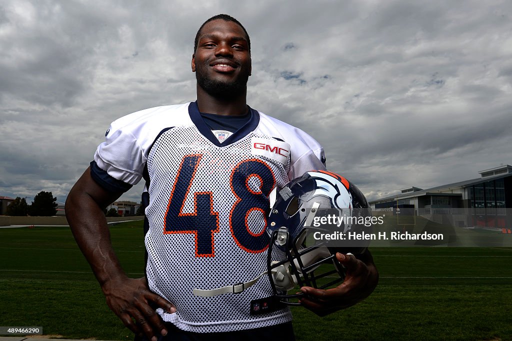 Broncos offensive linebacker Shaquil Barrett after practice at Dove Valley in Centennial, Colorado