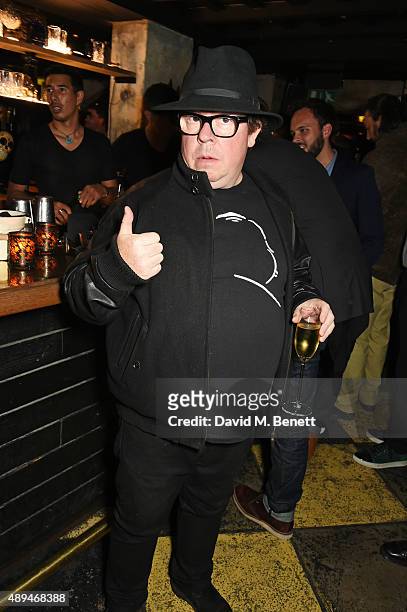 Perry Benson attends an after party celebrating the premiere of Belstaff Films' "Outlaws" during London Fashion Week at La Bodega Negra on September...