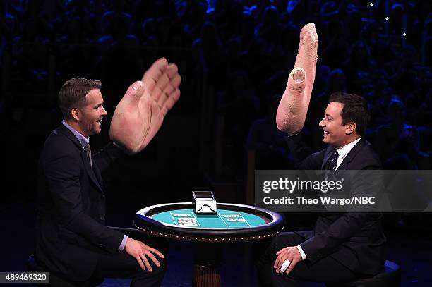 Ryan Reynolds Visits "The Tonight Show Starring Jimmy Fallon" at Rockefeller Center on September 21, 2015 in New York City.