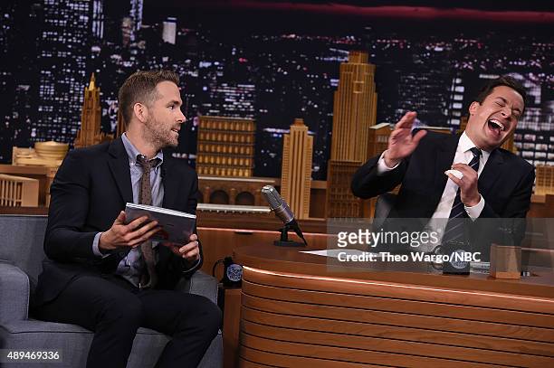 Ryan Reynolds Visits "The Tonight Show Starring Jimmy Fallon" at Rockefeller Center on September 21, 2015 in New York City.