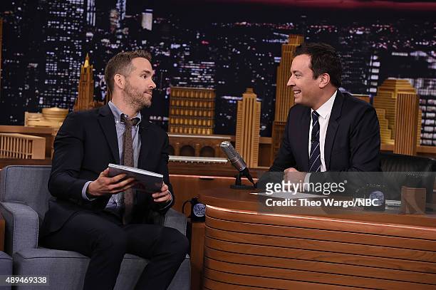 Ryan Reynolds Visits "The Tonight Show Starring Jimmy Fallon" at Rockefeller Center on September 21, 2015 in New York City.
