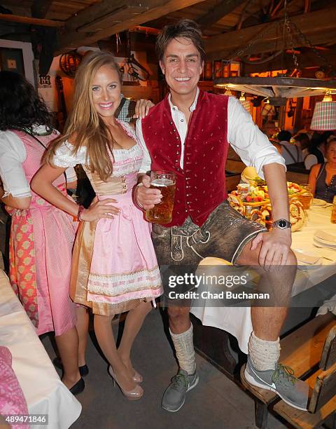 Alena Gerber and Daniela Sudau at the Oktoberfest 2015 at Theresienwiese on September 21, 2015 in Munich, Germany.