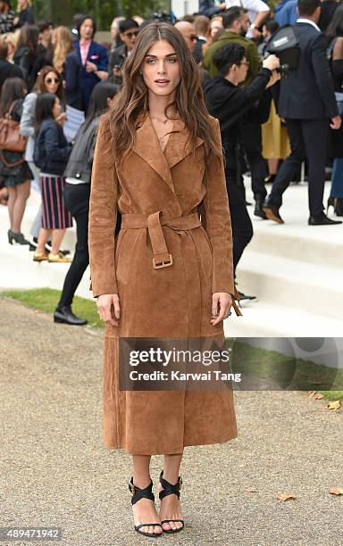 Elisa Sednaoui attends the Burberry Prorsum show during London Fashion Week Spring/Summer 2016/17 at Kensington Gardens on September 21, 2015 in...