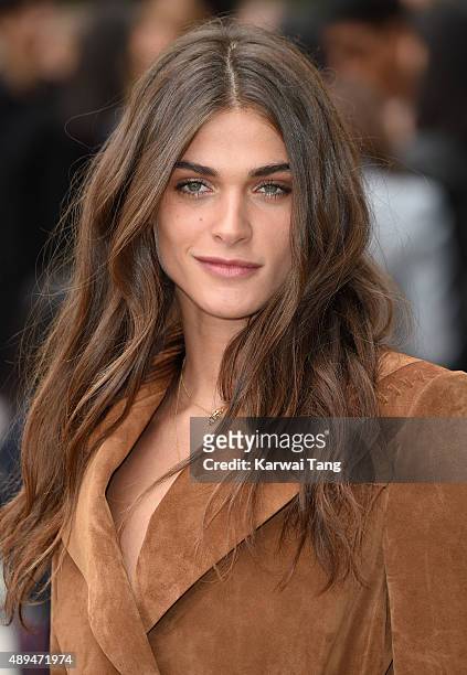 Elisa Sednaoui attends the Burberry Prorsum show during London Fashion Week Spring/Summer 2016/17 at Kensington Gardens on September 21, 2015 in...