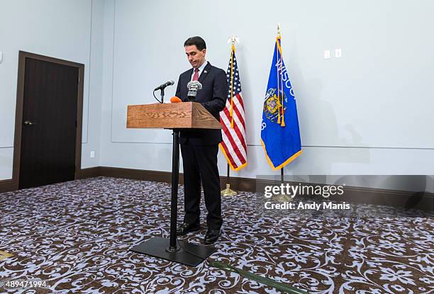 Wisconsin Gov. Scott Walker speaks at a news conference September 21, 2015 in Madison, Wisconsin, Walker, a one-time Iowa front-runner in the...