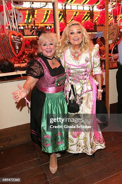 Eva Jacob und Gundel Schautzer attend the Regines Sixt Damen Wiesn during the Oktoberfest 2015 on September 21, 2015 in Munich, Germany.