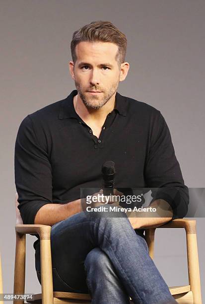 Actor Ryan Reynolds attends Apple Store Soho Presents Meet The Actor: Ryan Reynolds, "Mississippi Grind" at Apple Store Soho on September 21, 2015 in...