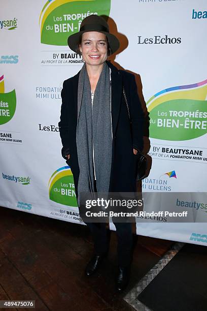 Actress Sarah Biasini attends the 'Trophees du Bien-Etre' by Beautysane : First Award Ceremony to Benefit 'Mimi Ullens Foundation'. Held at Theatre...