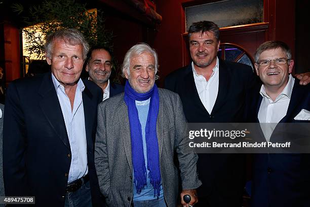 Journalist Patrick Poivre d'Arvor, TV Host Laurent Fontaine, Actor Jean-Paul Belmondo, David Douillet and CEO of Beautysane Sylvain Bonnet attend the...