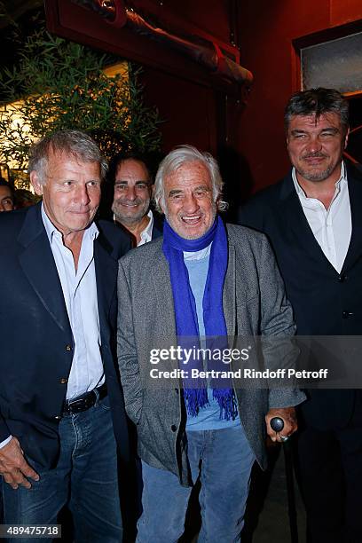 Journalist Patrick Poivre d'Arvor, TV Host Laurent Fontaine, Actor Jean-Paul Belmondo and David Douillet attend the 'Trophees du Bien-Etre' by...