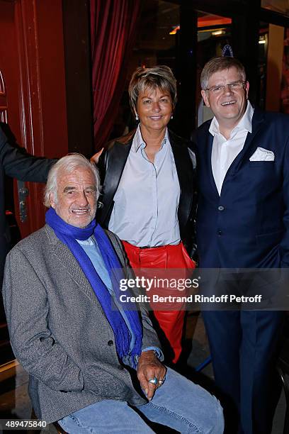 Actor Jean-Paul Belmondo, President of 'Mimi Foundation' Myriam Ullens de Schooten and CEO of Beautysane Sylvain Bonnet attend the 'Trophees du...