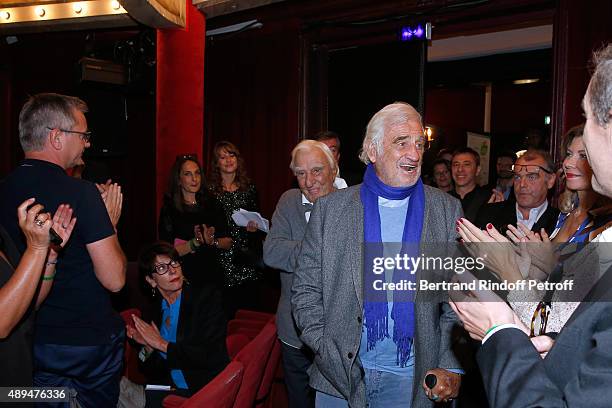 Actors Charles Gerard and Jean-Paul Belmondo who receives an Award during the 'Trophees du Bien-Etre' by Beautysane : First Award Ceremony to Benefit...