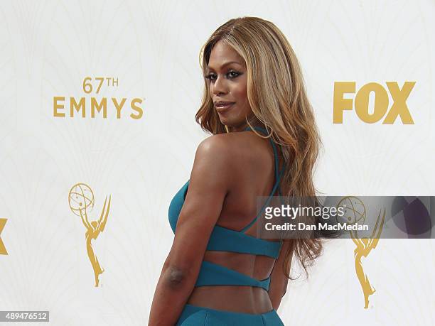 Actress Laverne Cox arrives at the 67th Annual Primetime Emmy Awards at the Microsoft Theater on September 20, 2015 in Los Angeles, California.