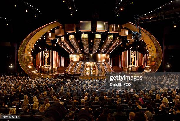 General view of the stage during the 67th Annual Primetime Emmy Awards at Microsoft Theater on September 20, 2015 in Los Angeles, California.