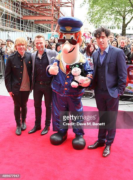 Rupert Grint, Ronan Keating, Postman Pat and Stephen Mangan attend the World Premiere of "Postman Pat" at Odeon West End on May 11, 2014 in London,...