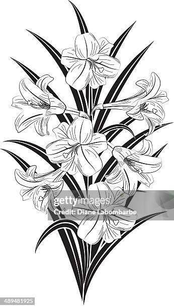ilustraciones, imágenes clip art, dibujos animados e iconos de stock de pascua lilly bouquet - easter lily