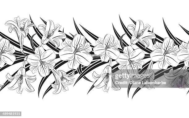 easter lilly border - easter lily stock illustrations
