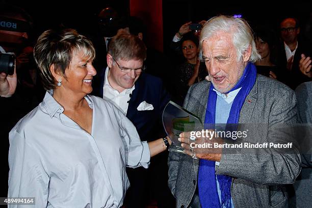 President of 'Mimi Foundation' Myriam Ullens de Schooten, CEO of Beautysane Sylvain Bonnet and Actor Jean-Paul Belmondo, who receives an Award,...