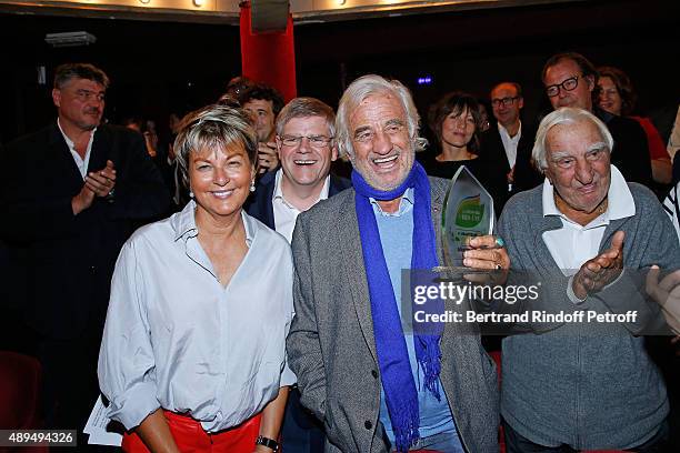David Douillet, President of 'Mimi Foundation' Myriam Ullens de Schooten, CEO of Beautysane Sylvain Bonnet, Actors Jean-Paul Belmondo, who receives...