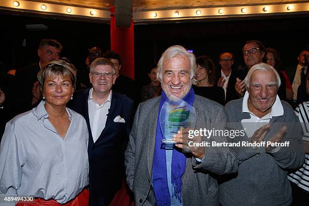 President of 'Mimi Foundation' Myriam Ullens de Schooten, CEO of Beautysane Sylvain Bonnet, Actors Jean-Paul Belmondo, who receives an Award, and...
