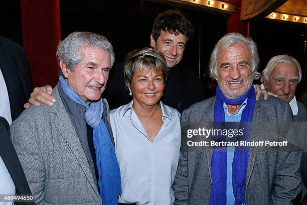 Claude Lelouch, President of 'Mimi Foundation' Myriam Ullens de Schooten, Patrick Bruel and Jean-Paul Belmondo, who receives an Award, and attend the...