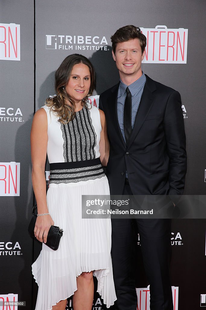 Emma Nesper and Anders Holm attend "The Intern" New York Premiere at