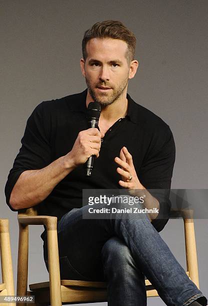 Actor Ryan Reynolds discusses his new film 'Mississippi Grind' at Apple Store Soho on September 21, 2015 in New York City.