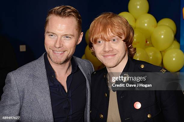 Ronan Keating and Rupert Grint attend the UK premiere of 'Postman Pat' at the Odeon West End on May 11, 2014 in London, England.