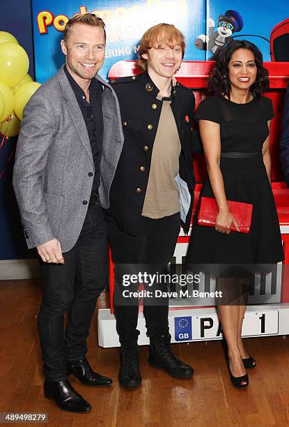 Ronan Keating, Rupert Grint and Parminder Nagra attend the World Premiere of "Postman Pat" at Odeon West End on May 11, 2014 in London, England.