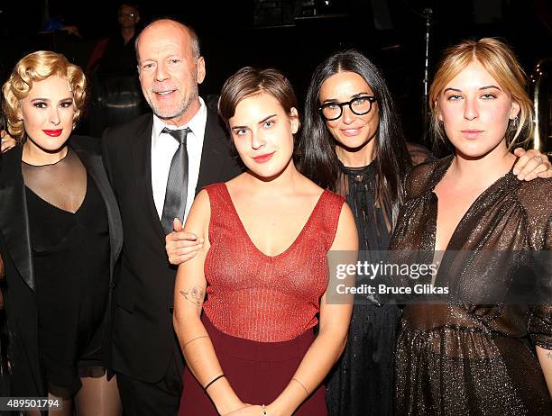 Rumer Willis, father Bruce Willis, sister Tallulah Belle Willis, mother Demi Moore and sister Scout LaRue Willis pose backstage as Rumer makes her...