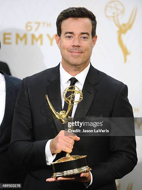 Carson Daly poses in the press room at the 67th annual Primetime Emmy Awards at Microsoft Theater on September 20, 2015 in Los Angeles, California.