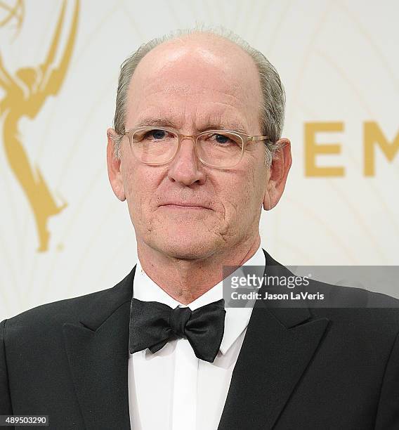 Actor Richard Jenkins poses in the press room at the 67th annual Primetime Emmy Awards at Microsoft Theater on September 20, 2015 in Los Angeles,...