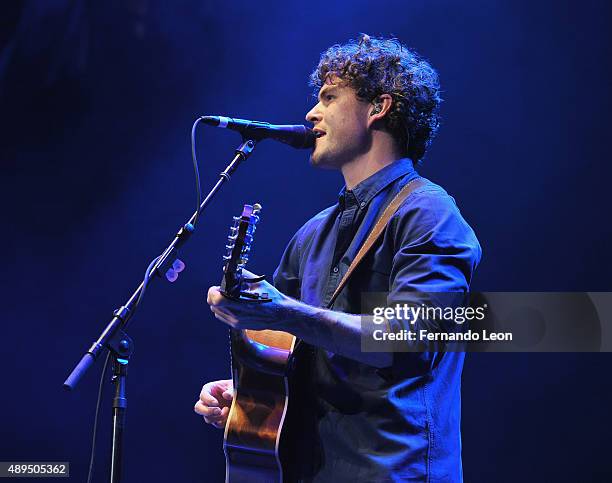 Musician Vance Joy performs before Taylor Swift's concert at the Sprint Center on September 21, 2015 in Kansas City, Missouri.